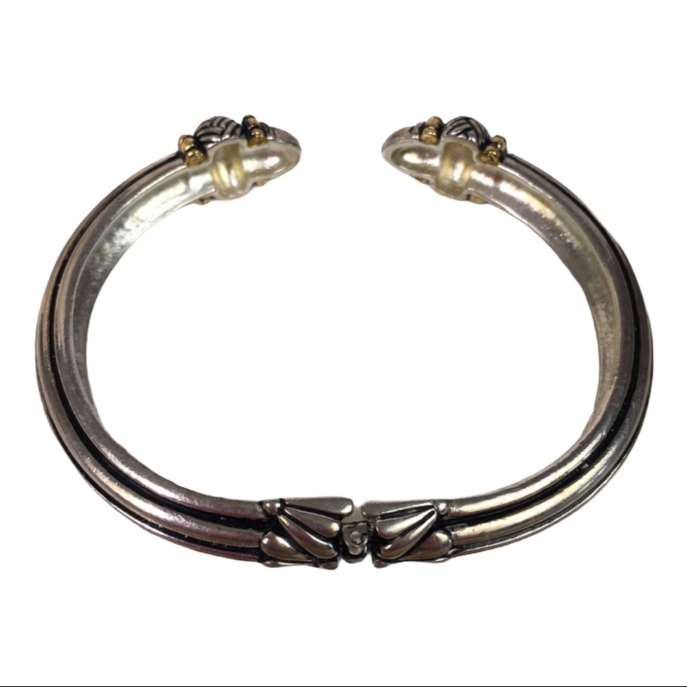 Hinged Beautiful Silver Gold Bangle Cuff Bracelet